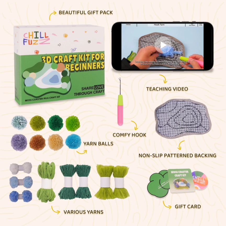Beginner - Level Latch Hook Kit - Latitude 37°N Coaster