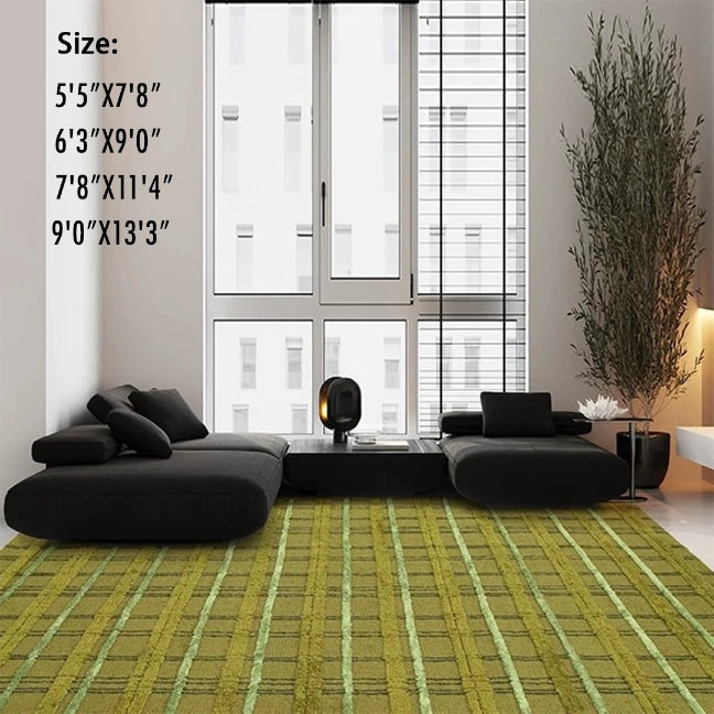 Artisan-Made - Minimalist Bamboo Green Rug