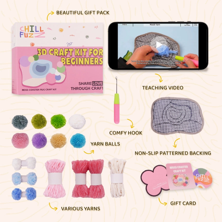 Beginner - Level Latch Hook Kit - Origin Coaster