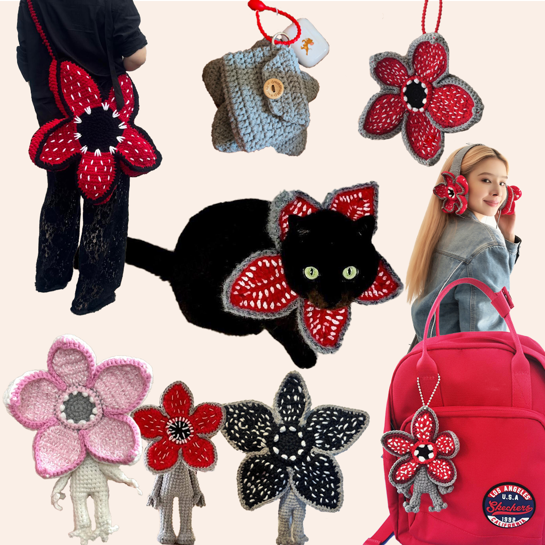 Demodog Crochet | Finished Crochet Earmuffs, Bag Charms, Headphone Cases, Crossbody Bags - Custom Orders Welcome
