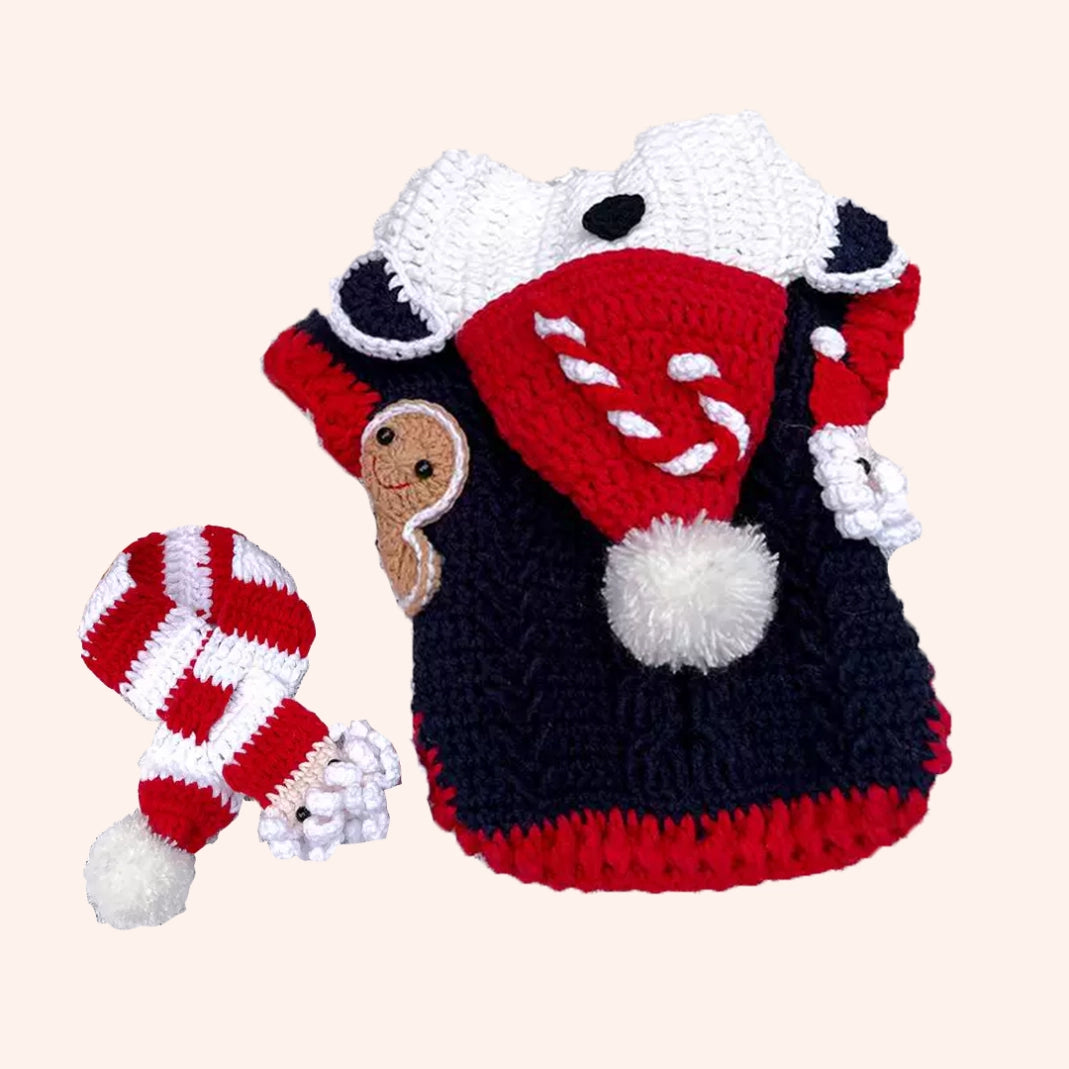 Crochet Kit - Handmade Crocheting Material Kit for Dog's Christmas Sweater