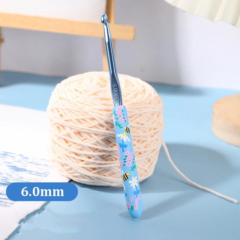 Crochet Tool - Blue Bee Print Crochet Hook