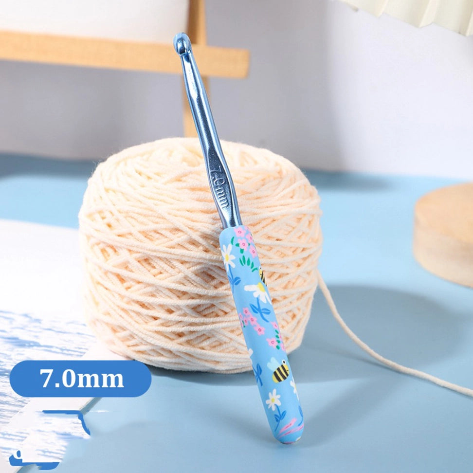 Crochet Tool - Blue Bee Print Crochet Hook