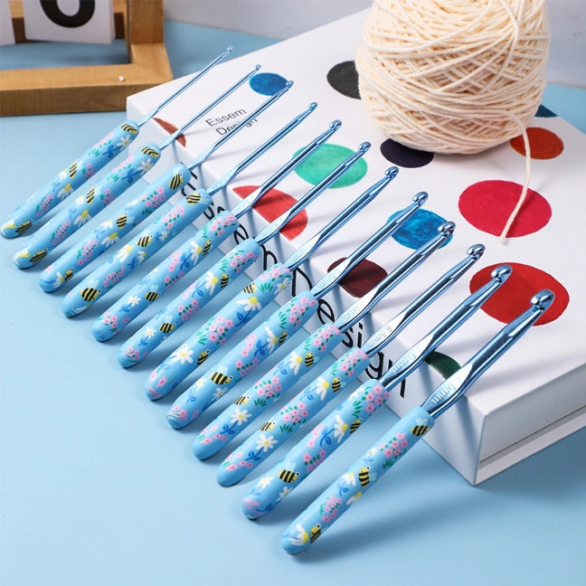 Crochet Tool - Blue Bee Print Crochet Hook