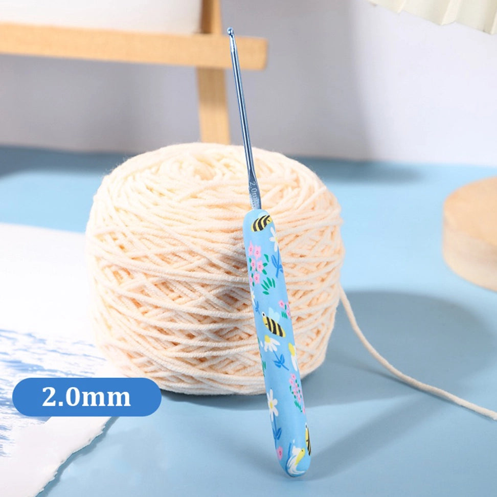 Crochet Tool - Blue Bee Print Crochet Hook