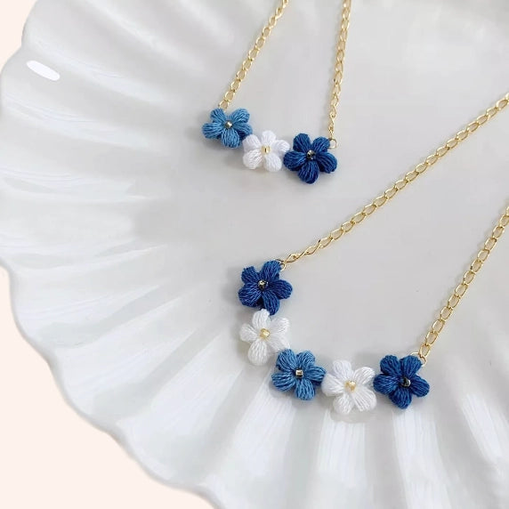 Crochet Kit: 15-50 Pcs Blue Puff Flowers