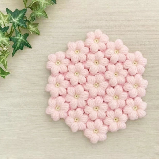 Crochet Kit: 15-50 Pcs Light Pink Puff Flowers
