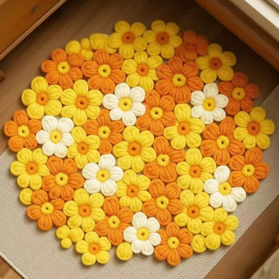 Crochet Kit : 15 - 50 Pcs Yellow - Toned Tricolor Puff Flowers