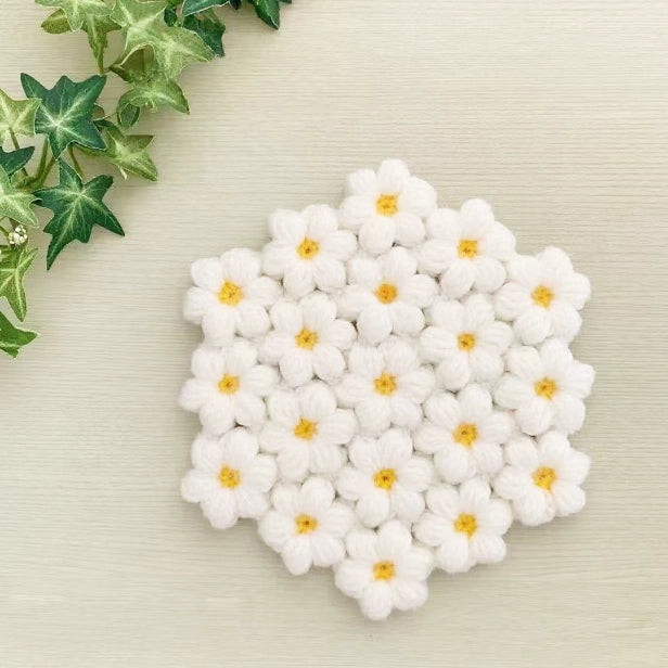 Crochet Kit: 15-50 Pcs White Puff Flowers