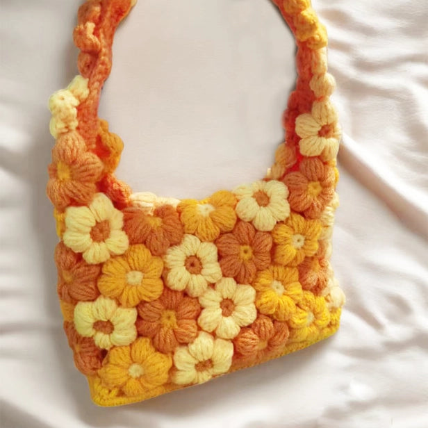 Crochet Kit: 15-50 Pcs Orange Puff Flowers