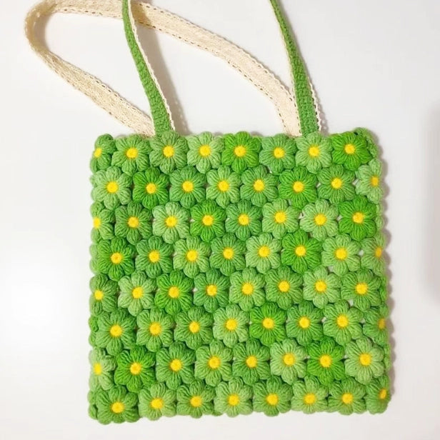 Crochet Kit: 15-50 Pcs Green Puff Flowers