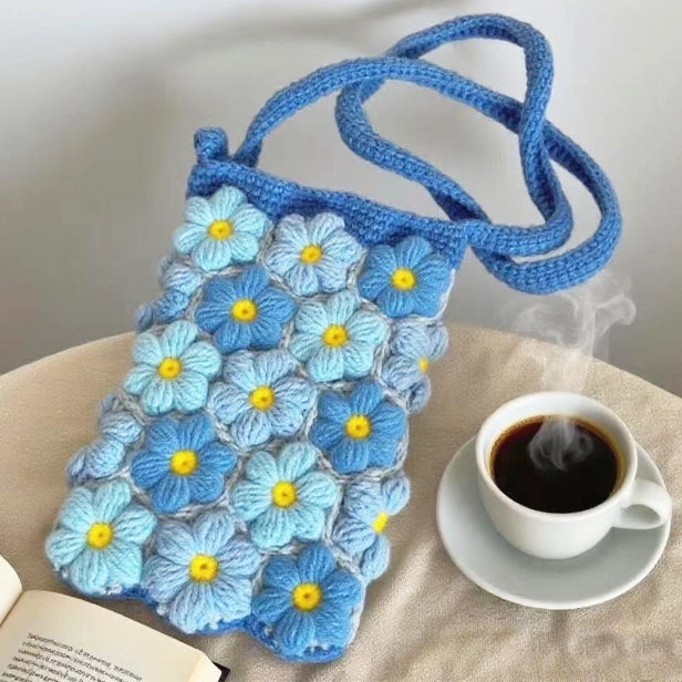 Crochet Kit: 15-50 Pcs Light Blue Puff Flowers