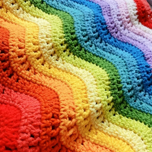 Crochet Kit - Wavy Rainbow Blanket Knitting Kit