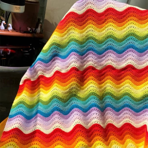 Crochet Kit - Wavy Rainbow Blanket Knitting Kit