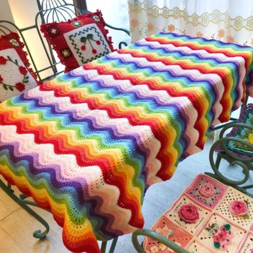 Crochet Kit - Wavy Rainbow Blanket Knitting Kit