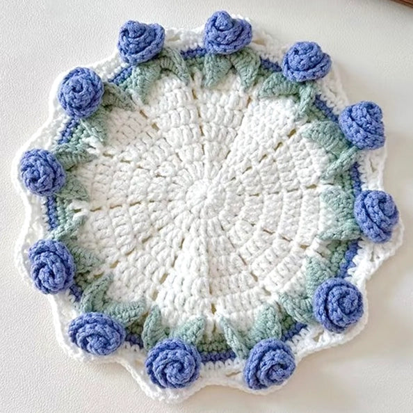 Crochet Kit -  Rose Flower with Basket Coaster