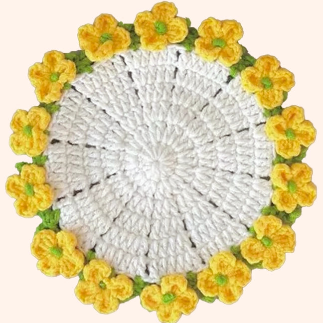 Crochet Kit -  Canola Flower with Basket Coaster