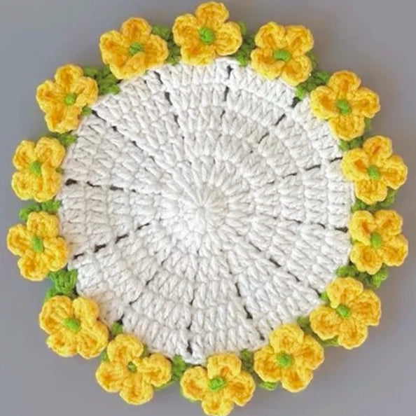 Crochet Kit -  Canola Flower with Basket Coaster