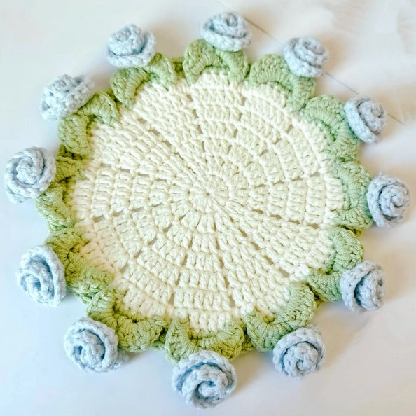 Crochet Kit -  Rose Flower with Basket Coaster