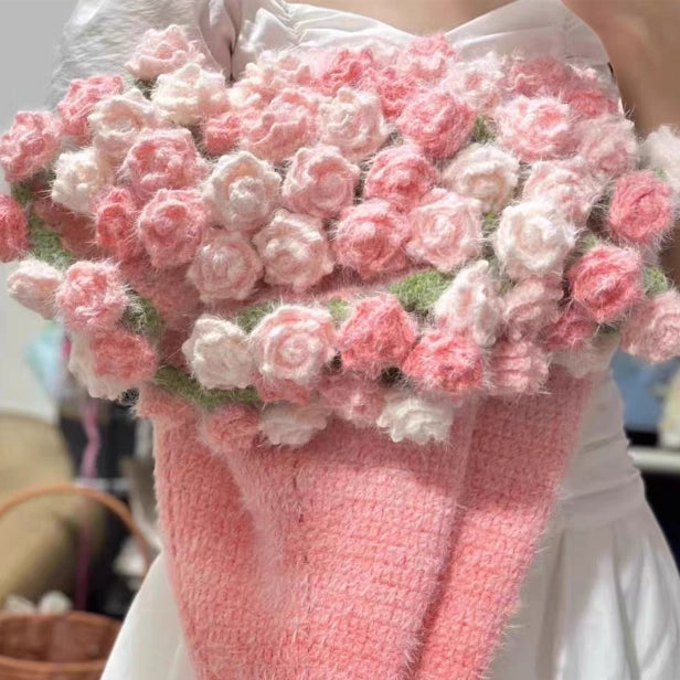 Crochet Kit - Gradient Fluffy Rose Blanket
