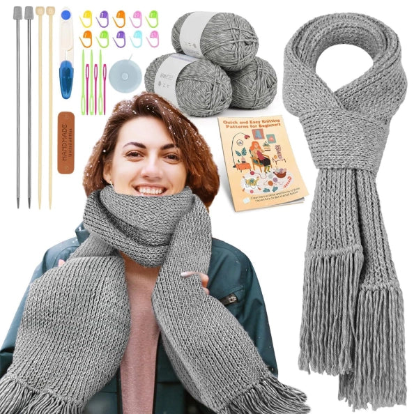 Bundle - Needle-Knitting Kit for Hat, Scarf and Gloves
