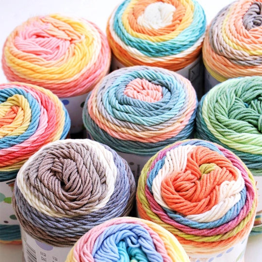 Rainbow Segment-Dyed Milk Cotton Yarn 100 Grams
