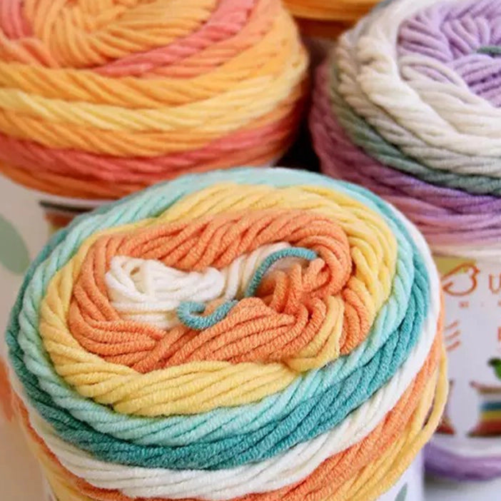 Rainbow Segment-Dyed Milk Cotton Yarn 100 Grams