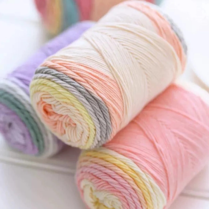 Rainbow Segment-Dyed Milk Cotton Yarn 100 Grams