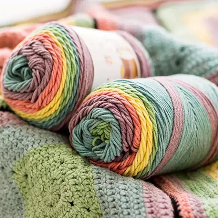 Rainbow Segment-Dyed Milk Cotton Yarn 100 Grams