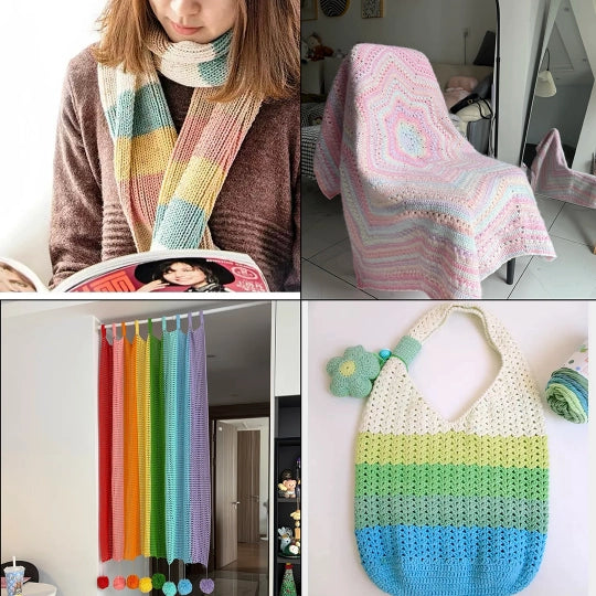 Rainbow Segment-Dyed Milk Cotton Yarn 100 Grams