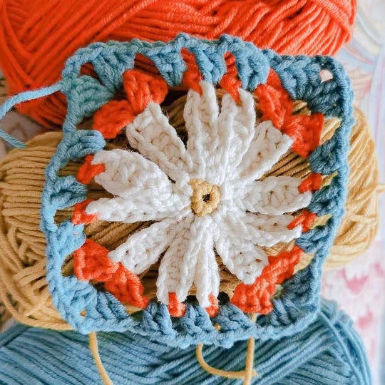 Crochet Kit - Daisy Contrast-Color Jacket Hand-Knitting Sweater Kit