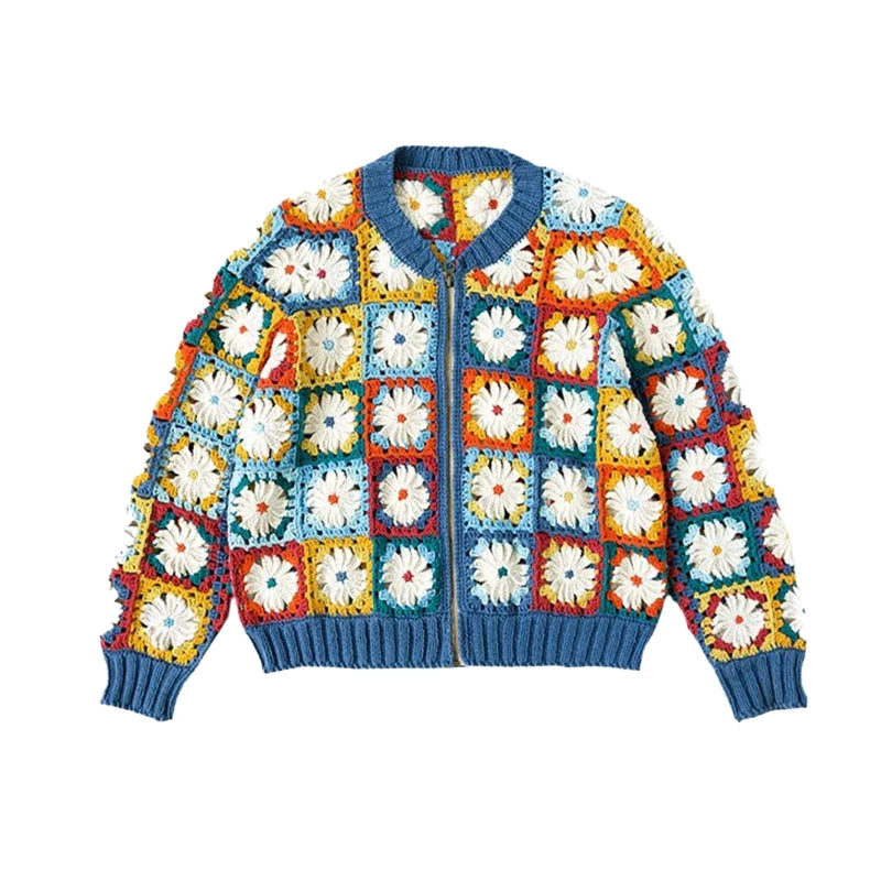 Crochet Kit - Daisy Contrast-Color Jacket Hand-Knitting Sweater Kit