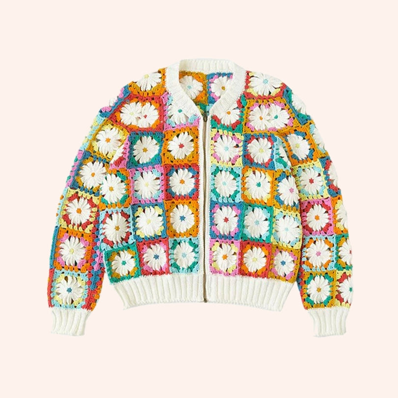 Crochet Kit - Daisy Contrast-Color Jacket Hand-Knitting Sweater Kit