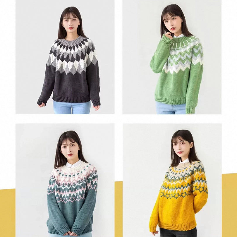 Crochet Kit - Handmade Knitting Material Kit for Lopi Yoke-Jacquard Sweaters