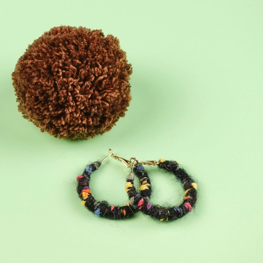 Artisan-Made - Black Yarn Earrings