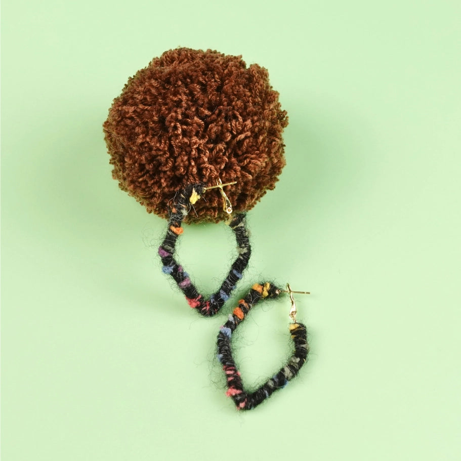 Artisan-Made - Black Yarn Earrings