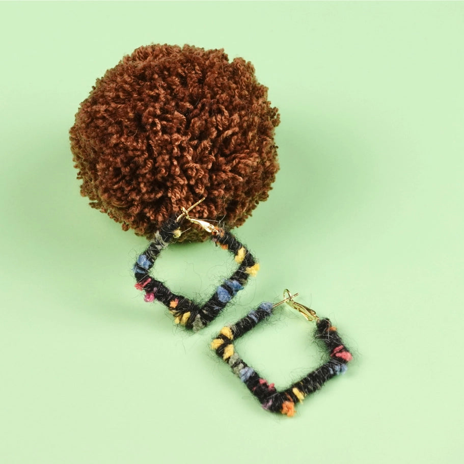Artisan-Made - Black Yarn Earrings