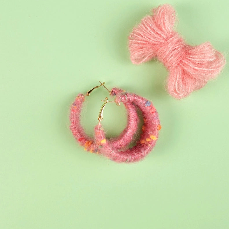 Artisan-Made - Pink Yarn Earrings