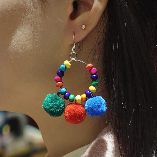 Artisan-Made - Rainbow Crochet and Beading Earrings