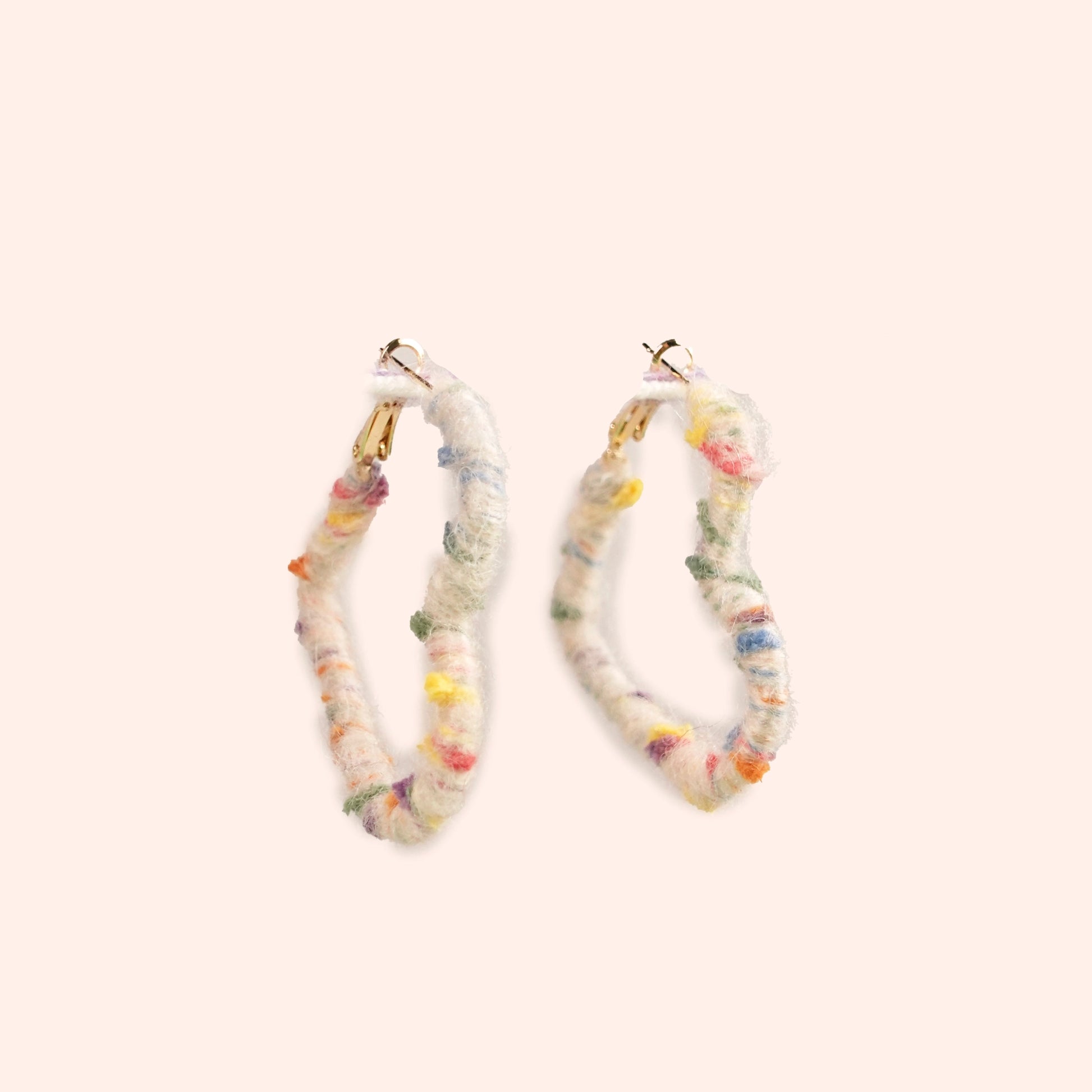 Artisan-Made - White  Yarn Earrings