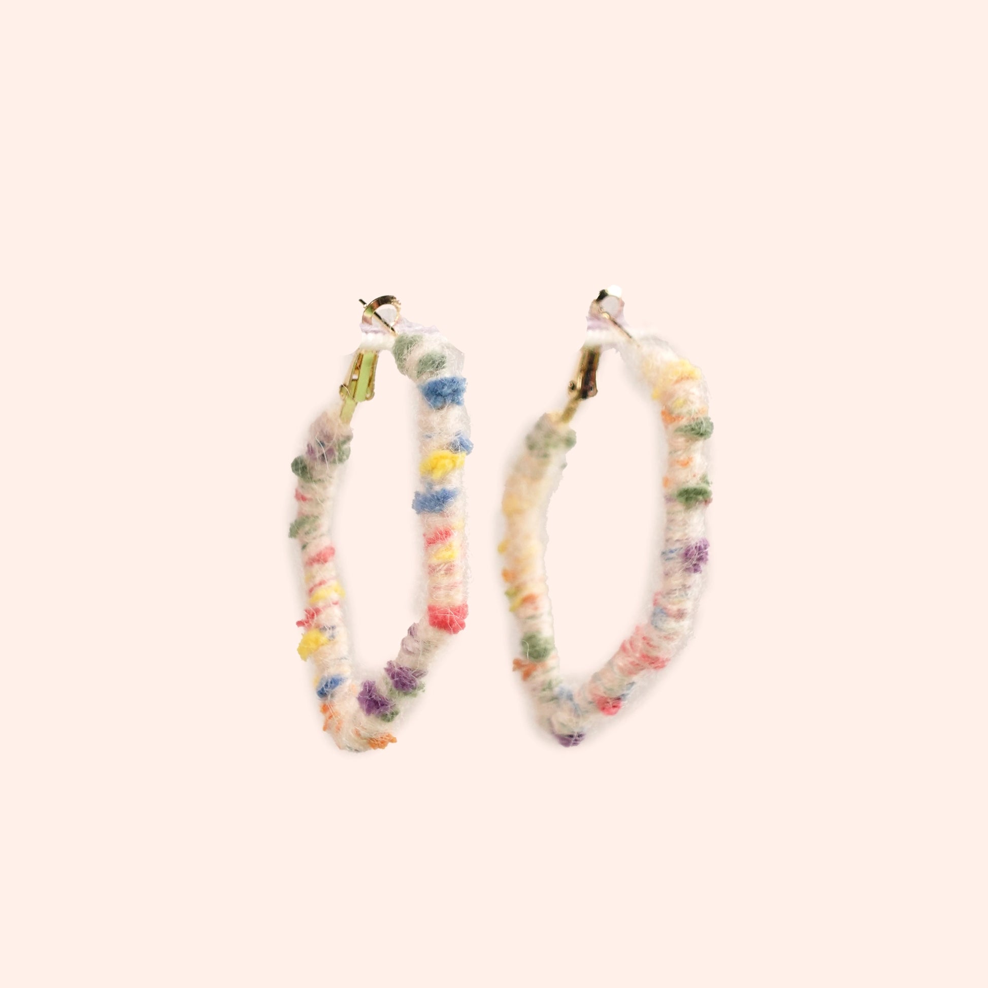 Artisan-Made - White  Yarn Earrings
