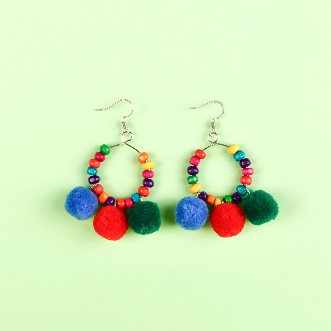 Artisan-Made - Rainbow Crochet and Beading Earrings