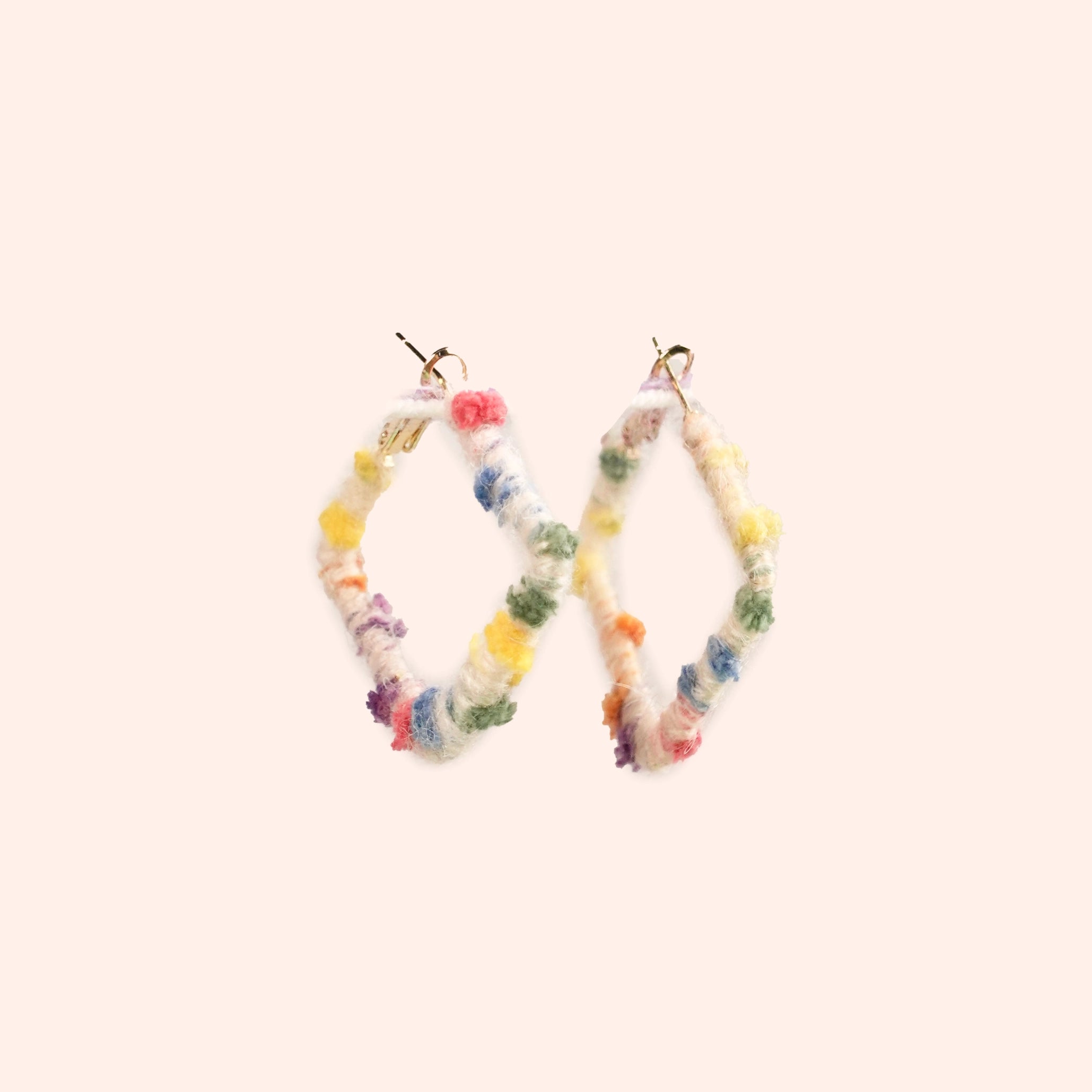 Artisan-Made - White  Yarn Earrings