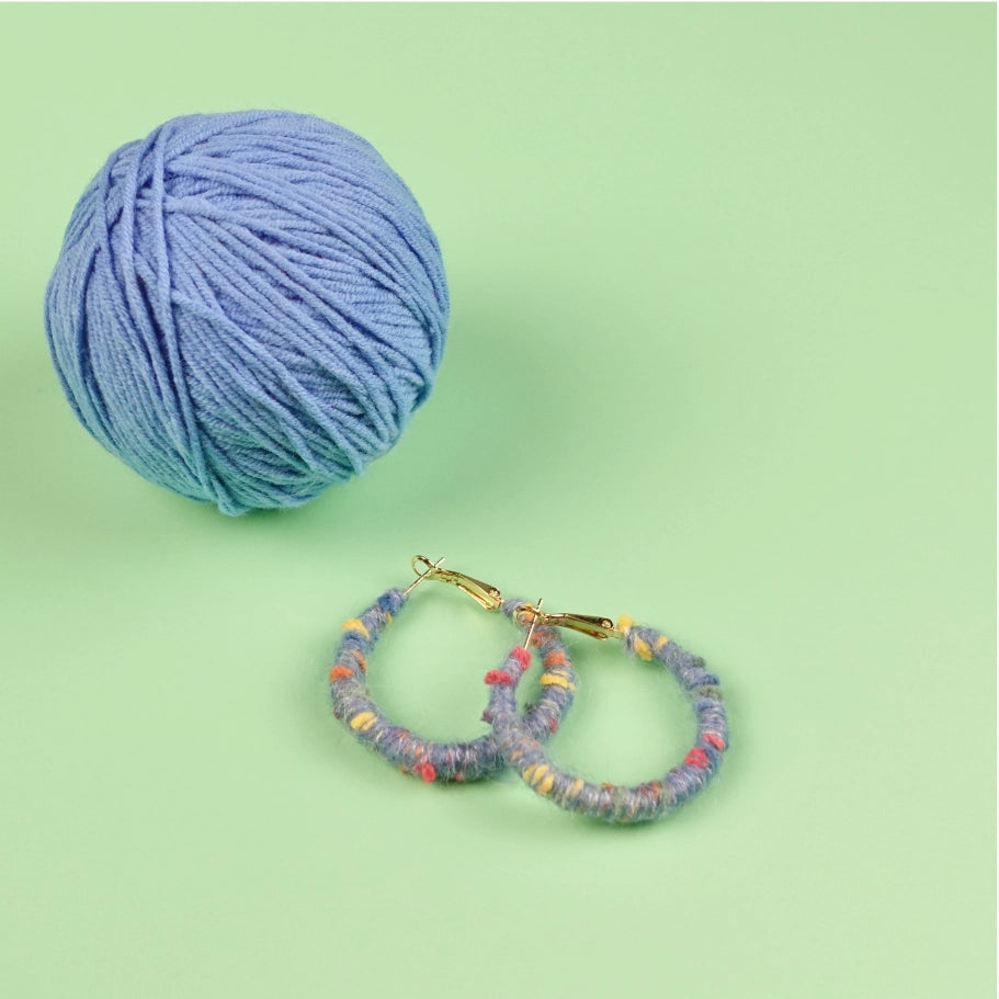 Artisan-Made - Blue Yarn Earrings