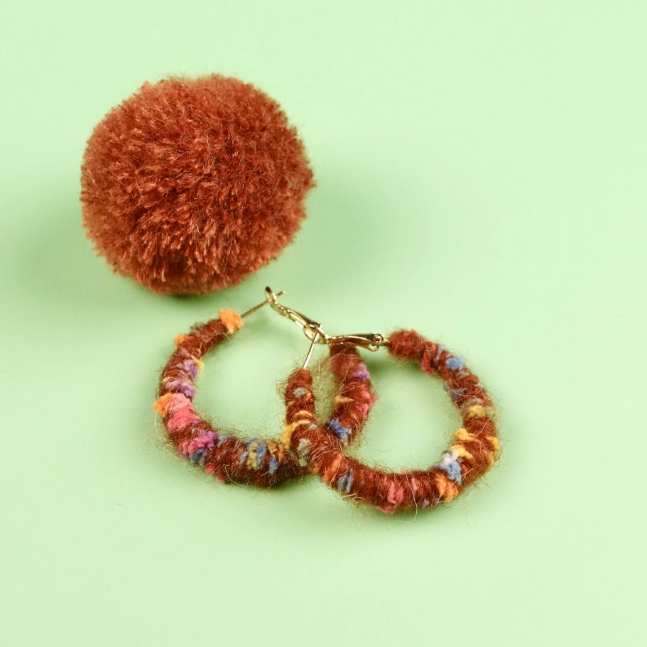 Artisan-Made - Brown Yarn Earrings