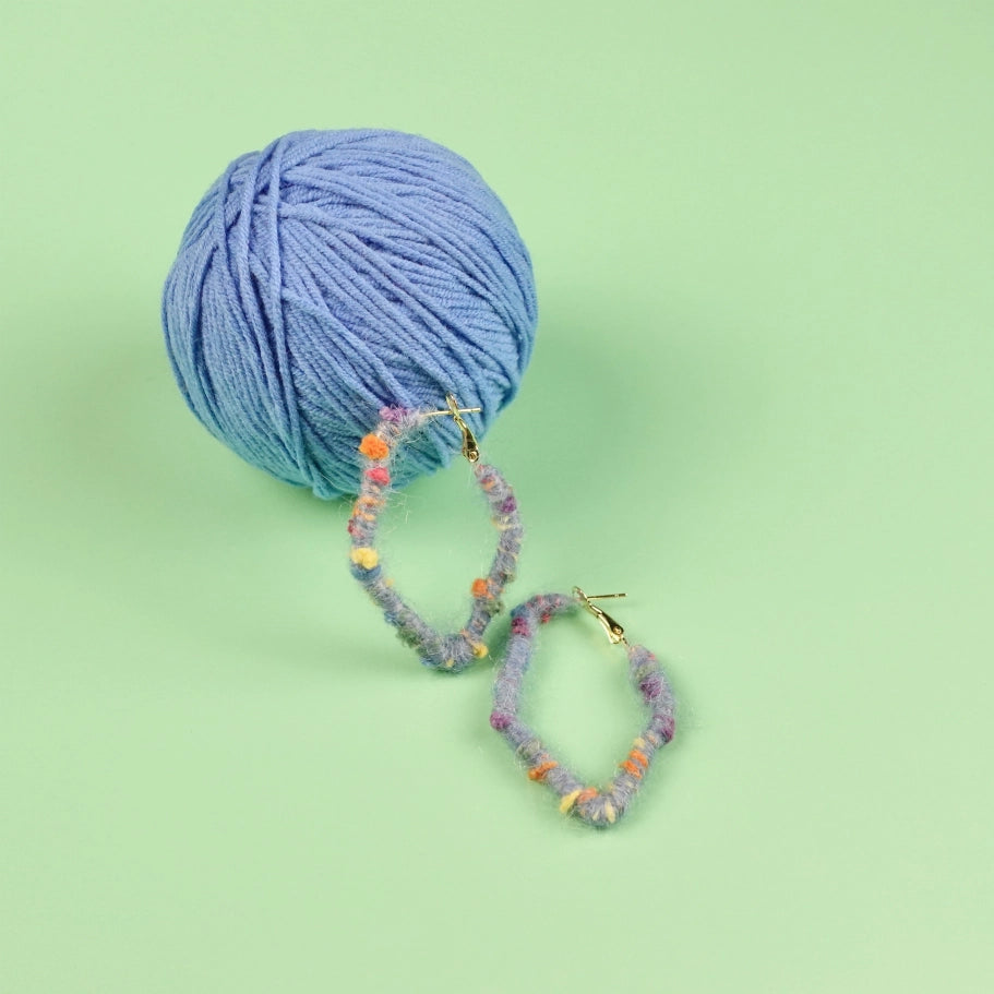 Artisan-Made - Blue Yarn Earrings