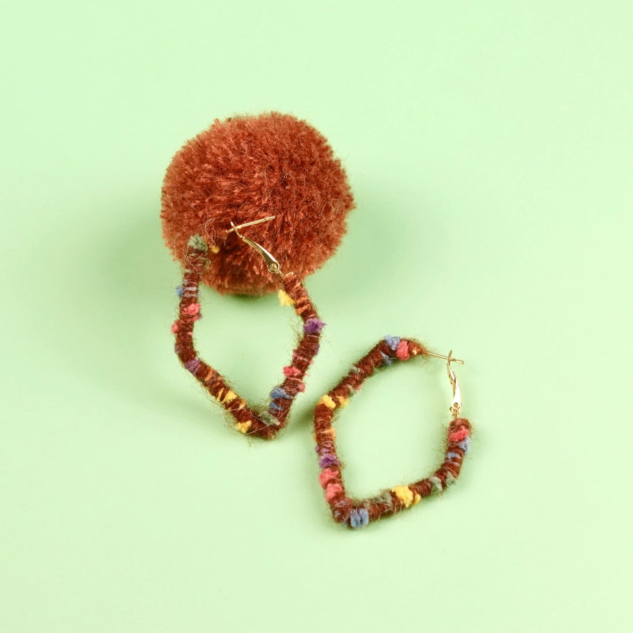 Artisan-Made - Brown Yarn Earrings