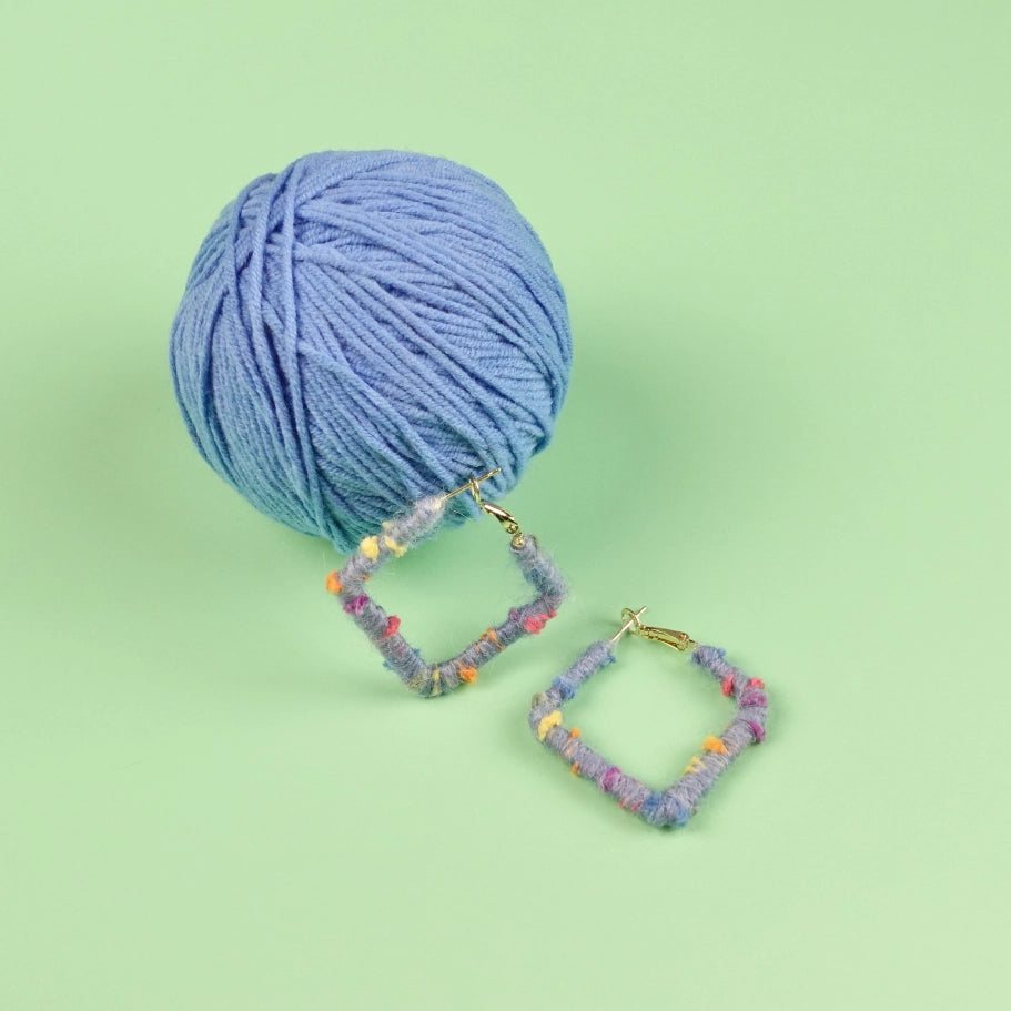 Artisan-Made - Blue Yarn Earrings