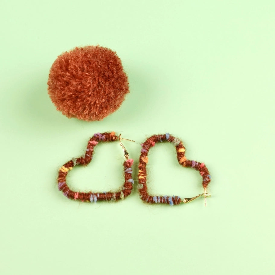Artisan-Made - Brown Yarn Earrings