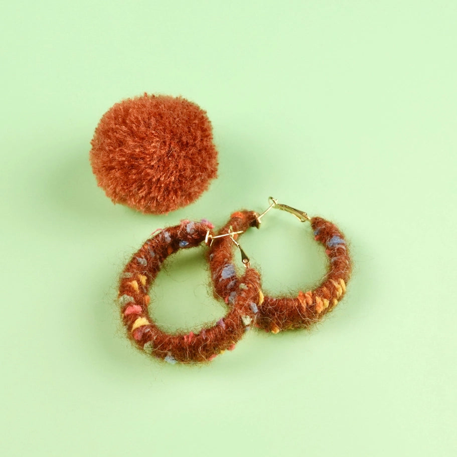 Artisan-Made - Pink Yarn Earrings